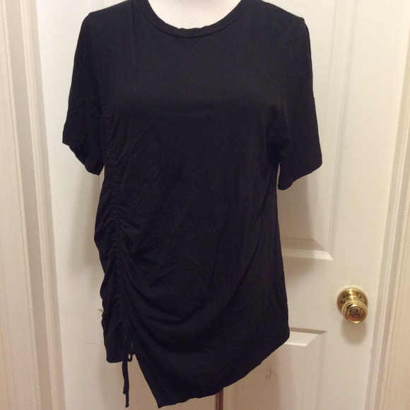 Zara Tops - ZARA Top L Black Ruched Side Tie